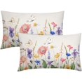 thumbnail image 1 of Colorful Watercolor Floral Pillow Covers 12x20 Spring Flower Print Decorative Throw Pillows Outdoor Farmhouse Seasonal Linen Pillowcase Lumbar Cushion Case Decor for Home Sofa Couch Bed Set of 2, 1 of 6