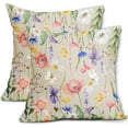 thumbnail image 1 of Colorful Watercolor Floral Print Pillow Covers 20x20 Set of 2 Spring Flower Decorative Throw Pillows Outdoor Farmhouse Seasonal Linen Pillowcase Square Cushion Case Decor for Home Sofa Couch Bed, 1 of 6