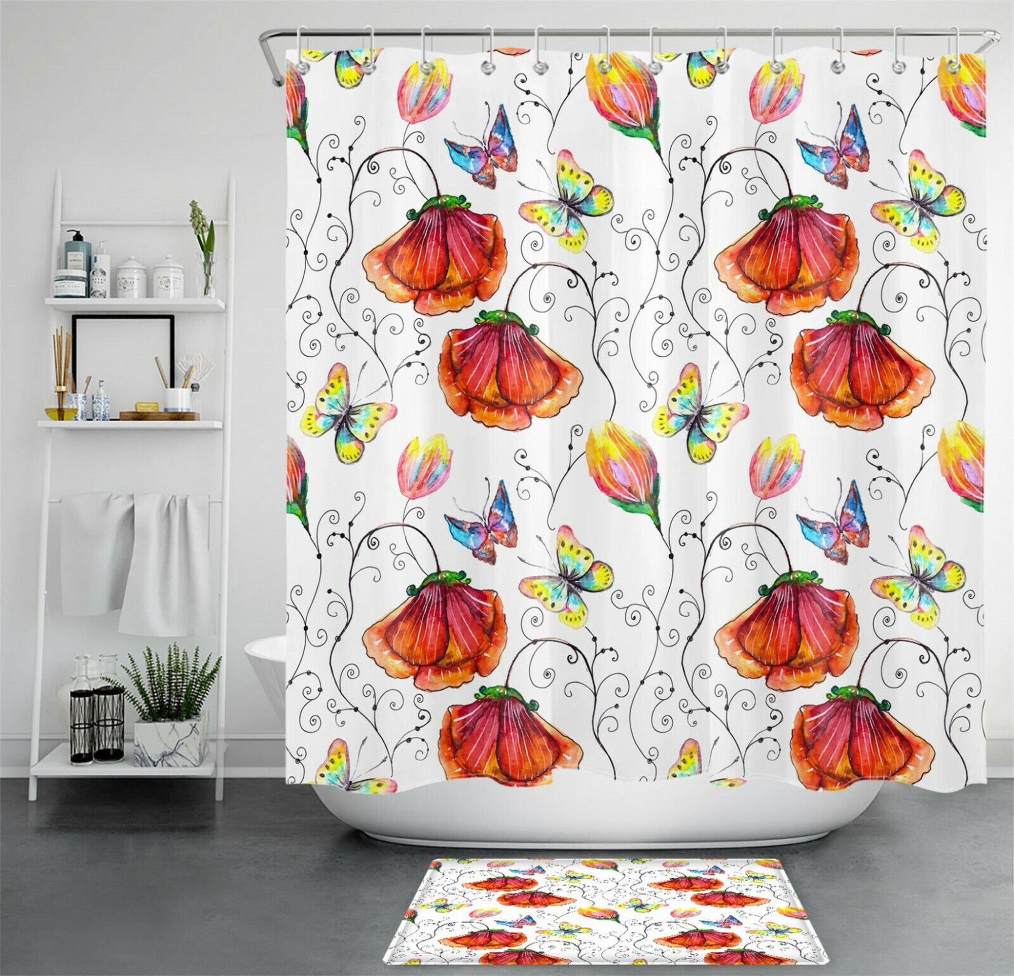 Colorful Watercolor Floral Shower Curtain Brighten Your Bath