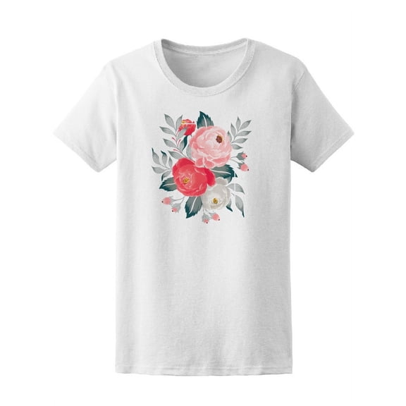 Colorful Watercolor Flowers T-Shirt Women -Image by Shutterstock, Female x-Large