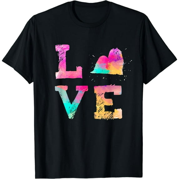 Colorful Watercolor Paint Maltese Dog Love-r T-Shirt