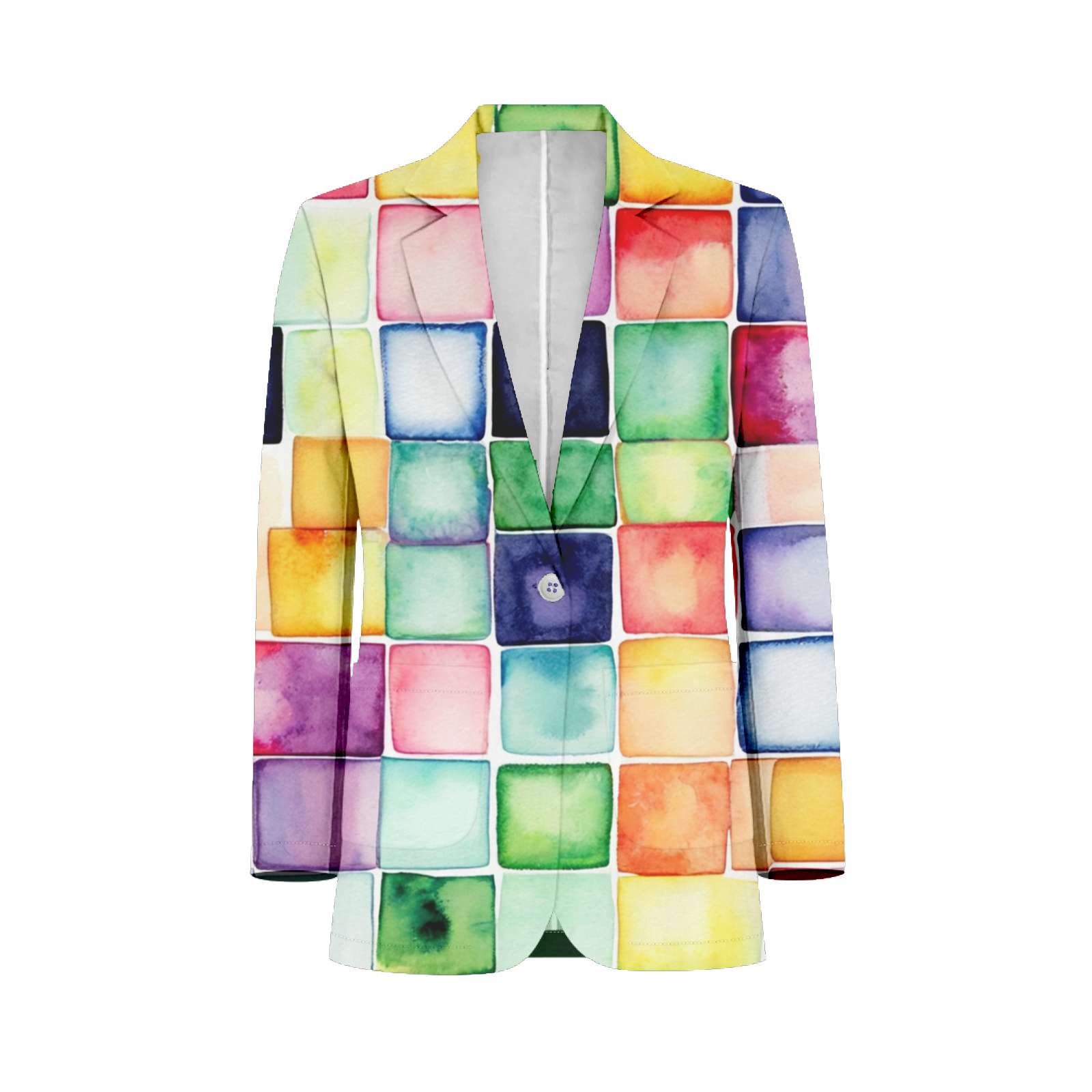 Colorful Watercolor Squares Pattern Customized Men's Suits full man ...
