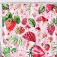 Colorful Watercolor Strawberry Mushroom Leaf Pattern Shower Curtain
