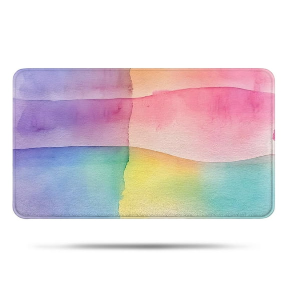 Colorful Watercolor Stripe Pattern Bathroom Rugs Mat,Non Slip Microfiber Bathroom Rug,Rubber Backing,Soft Bathroom Mats for Bathroom Floor,Tub and Shower,17x30in(43x75cm)