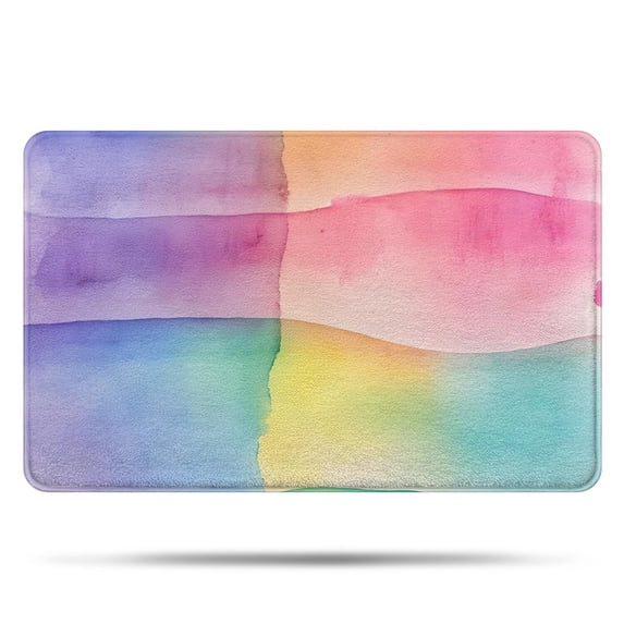 Colorful Watercolor Stripe Pattern Bathroom Rugs Mat,Non Slip Microfiber Bathroom Rug,Rubber Backing,Soft Bathroom Mats for Bathroom Floor,Tub and Shower,20x32in(50x80cm)
