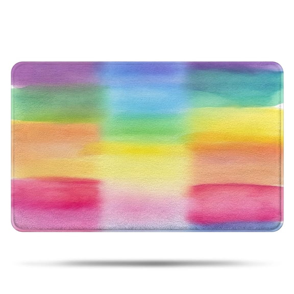 Colorful Watercolor Stripe Pattern Bathroom Rugs Mat,Non Slip Microfiber Bathroom Rug,Rubber Backing,Soft Bathroom Mats for Bathroom Floor,Tub and Shower,20x32in(50x80cm)