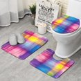thumbnail image 1 of Colorful Watercolor Stripe Pattern Bathroom Rugs Sets 3 Piece,Toilet Cover Set,Absorbent Non Slip Bathroom Mats Sets with U-Shaped Contour Rug Toilet Rug Set, 1 of 5