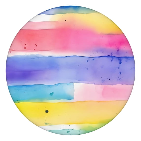 Colorful Watercolor Stripe Pattern Round Fitted Tablecloth with Elastic Edge,Dining Table Cover Waterproof,Outdoor Round Tablecloth for Camping,Dining,Indoor and Outdoor