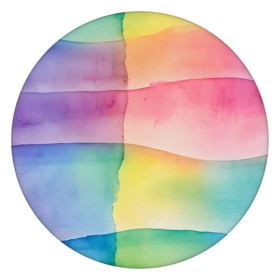 Colorful Watercolor Stripe Pattern Round Fitted Tablecloth with Elastic Edge,Dining Table Cover Waterproof,Outdoor Round Tablecloth for Camping,Dining,Indoor and Outdoor