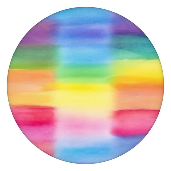 Colorful Watercolor Stripe Pattern Round Fitted Tablecloth with Elastic Edge,Dining Table Cover Waterproof,Outdoor Round Tablecloth for Camping,Dining,Indoor and Outdoor