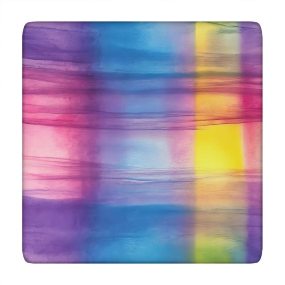 Colorful Watercolor Stripe Pattern Square Fitted Tablecloth with Elastic Edge,Square Table Cover,Washable Elastic Table Cover for Home Kitchen Party Decor 34"x34"