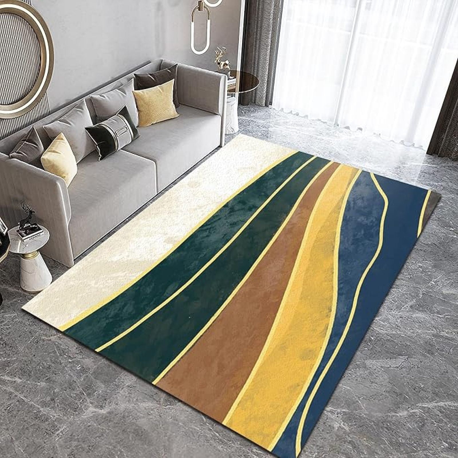 Easy Clean Rug Colorful Watercolor Stripes Art Area Rugs, Color Watercolor Stripes ...