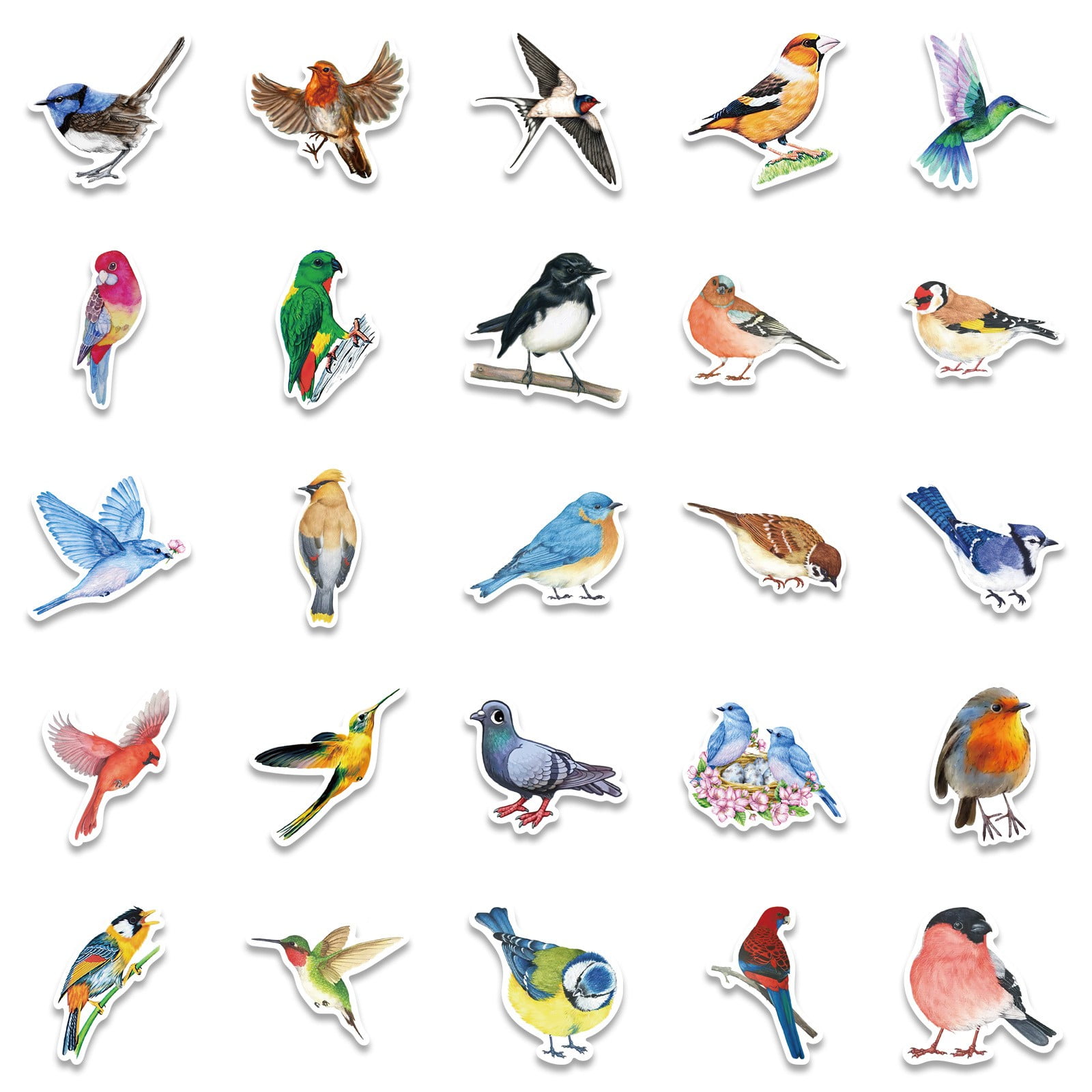 Colorful Watercolor Style Bird Graffitis Stickers Decorate Luggage