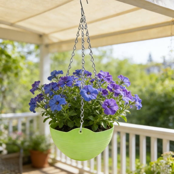 Colorful Watering Hanging Planter With Drainage Mesh And Metal Chain, Indoor Outdoor Plastic Plant Pot, Prevent Overwatering, Secure Balanced Support For Succulents Herbs Flowers, Easy Hang Balcony