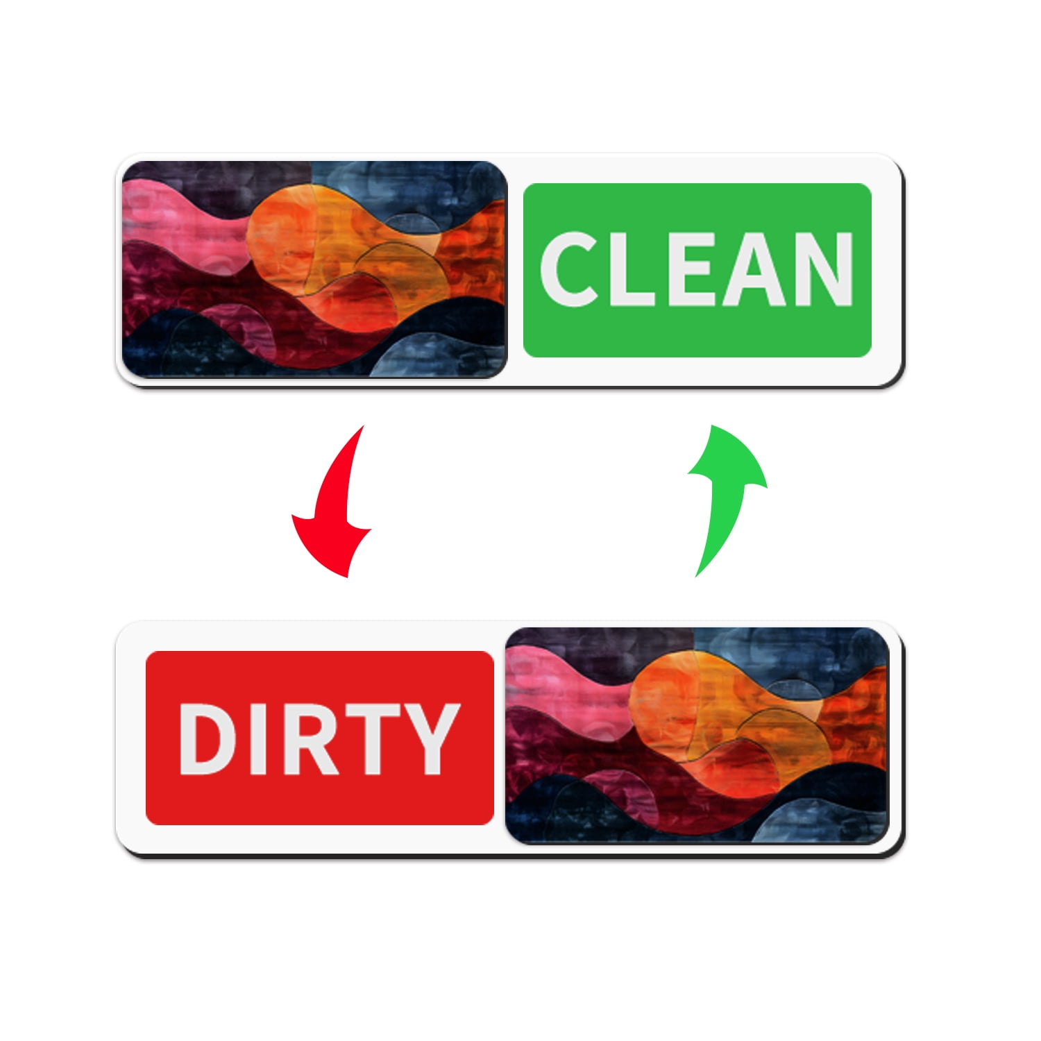 Colorful Wave Art Sliding Dishwasher Magnet Clean Dirty Sign - Strong ...