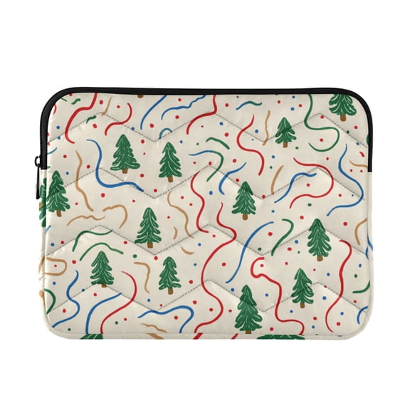 Colorful Wave Lines Dots Christmas Tree Quilted Laptop Protective Cases Computer Sleeves Tablet Bags Briefcases M