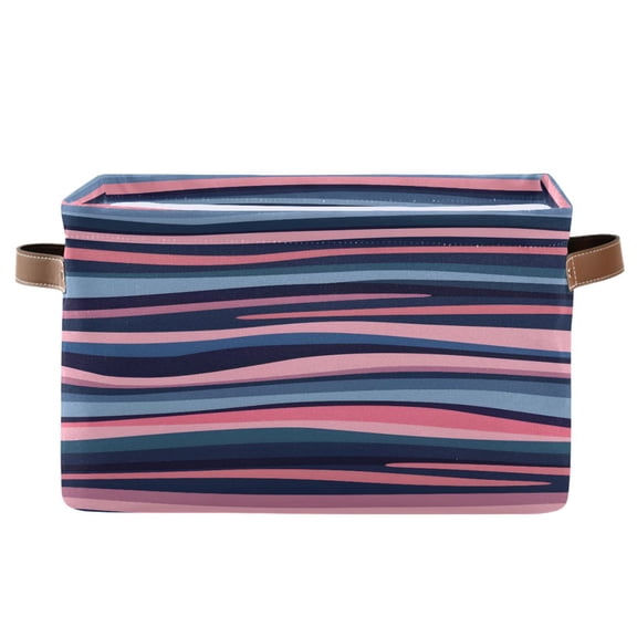 Colorful Wave Lines Square Storage Bins with Handles Collapsible Containing Box 1 Pack