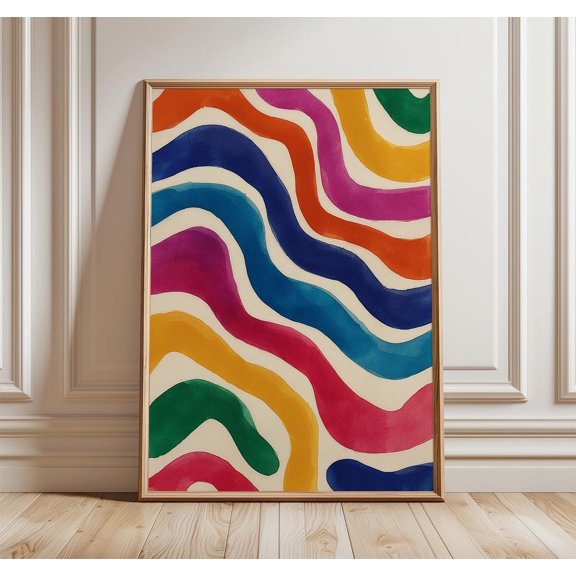 Colorful Wave Mid Century Poster Unframed Paper Print