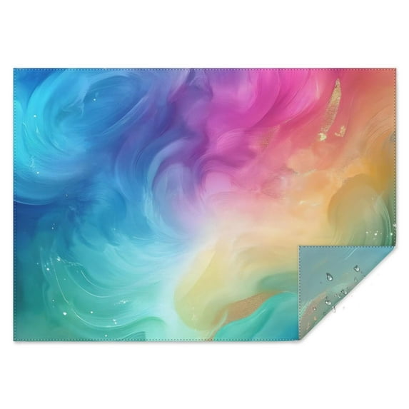 Colorful Wave Pattern Rectangle Tablecloth 60"x84",Waterproof Polyester Rectangle Table Cloth, Wipeable Spillproof Polyester Tablecloth for Dining, Camping, Indoor and Outdoor