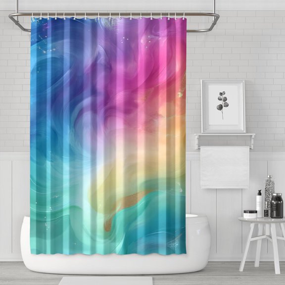 Colorful Wave Pattern Shower Curtain 72"x72" ,Bathroom Decorative Shower Curtains Set with 12 Hooks,Modern Waterproof Washable Shower Curtain