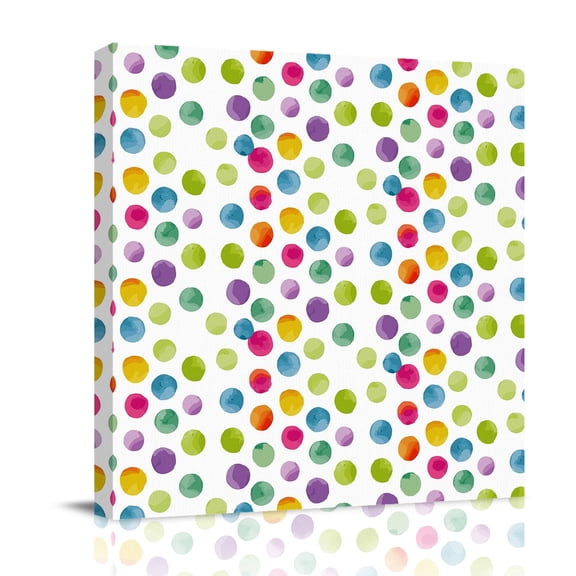Colorful Wavepoints Canvas Wall Art for Living Room, Modern Abstract Watercolor Yellow Pink Green Points Wall Decor Framed Artwork Pictures Ready to Hang for Bedroom Office Home Decor