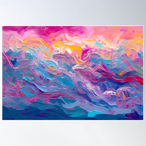 Colorful Waves -2 Poster Wall Art, Modern Wall Decor For Living Room Bedroom, 8x12 UNFRAMED