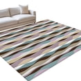 Colorful Waves Area Rugs 6x9ft Stripes Abstract Pink and Teal Modern ...