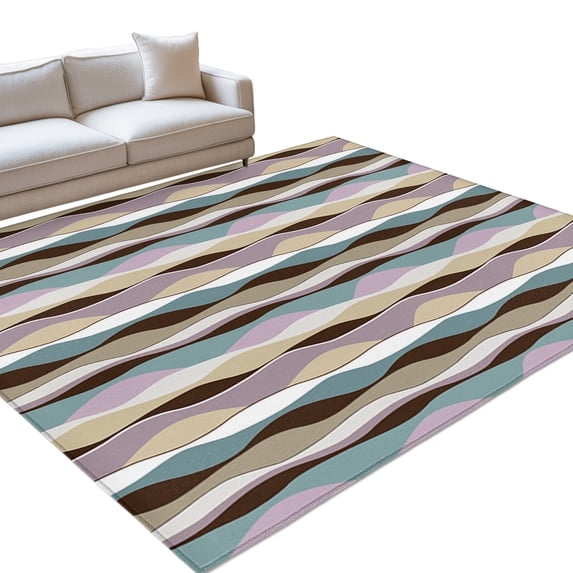 Colorful Waves Area Rugs 6x9ft Stripes Abstract Pink and Teal Modern ...