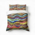 thumbnail image 1 of Colorful Wavy Abstract Lines Bedding Set 3 Pcs Soft Microfiber Quilt Cover For Bedroom Decor, Comforter Cover With 2 Pillowcase, 1 of 5