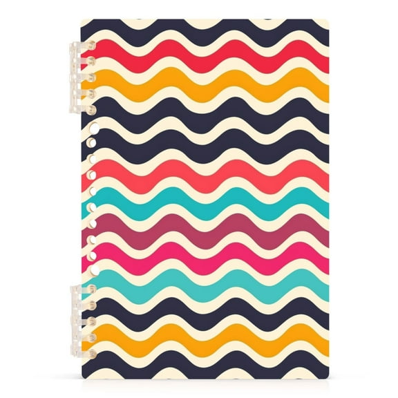 Colorful Wavy Line Notebooks 1-subject Journal 60 Sheets A5 College Ruled Paper Detachable Ring 8.3"x5.7"