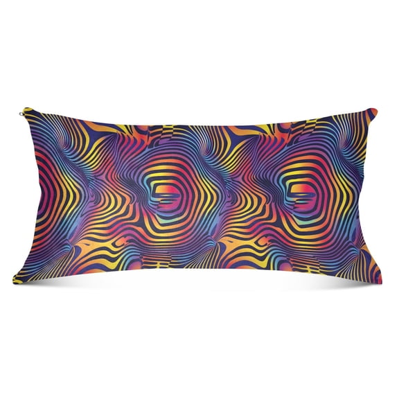 Colorful Wavy Lines Plush Pillow Cases Body Size Ultra Soft Warm Pillowcases with Zipper 20"x54"