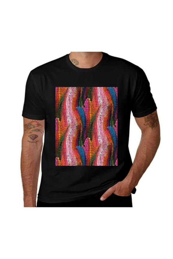 Colorful Wavy Mosaic-Modern-Multicolor- Casual Streetwea Everyday Tshirt Comfortable Wear tee shirt