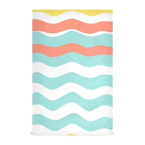 Colorful Wavy Striped Pattern Decorative Waffle Towel Kitchen Dishcloth 28x18in Multi-Use Tea Towel