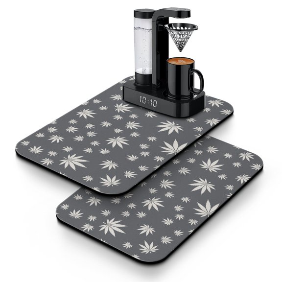 Colorful Weed Drying Mat 2pcs Multipurpose Coffee Bar Mat with Psychedelic Weed Leaf, 12x19in