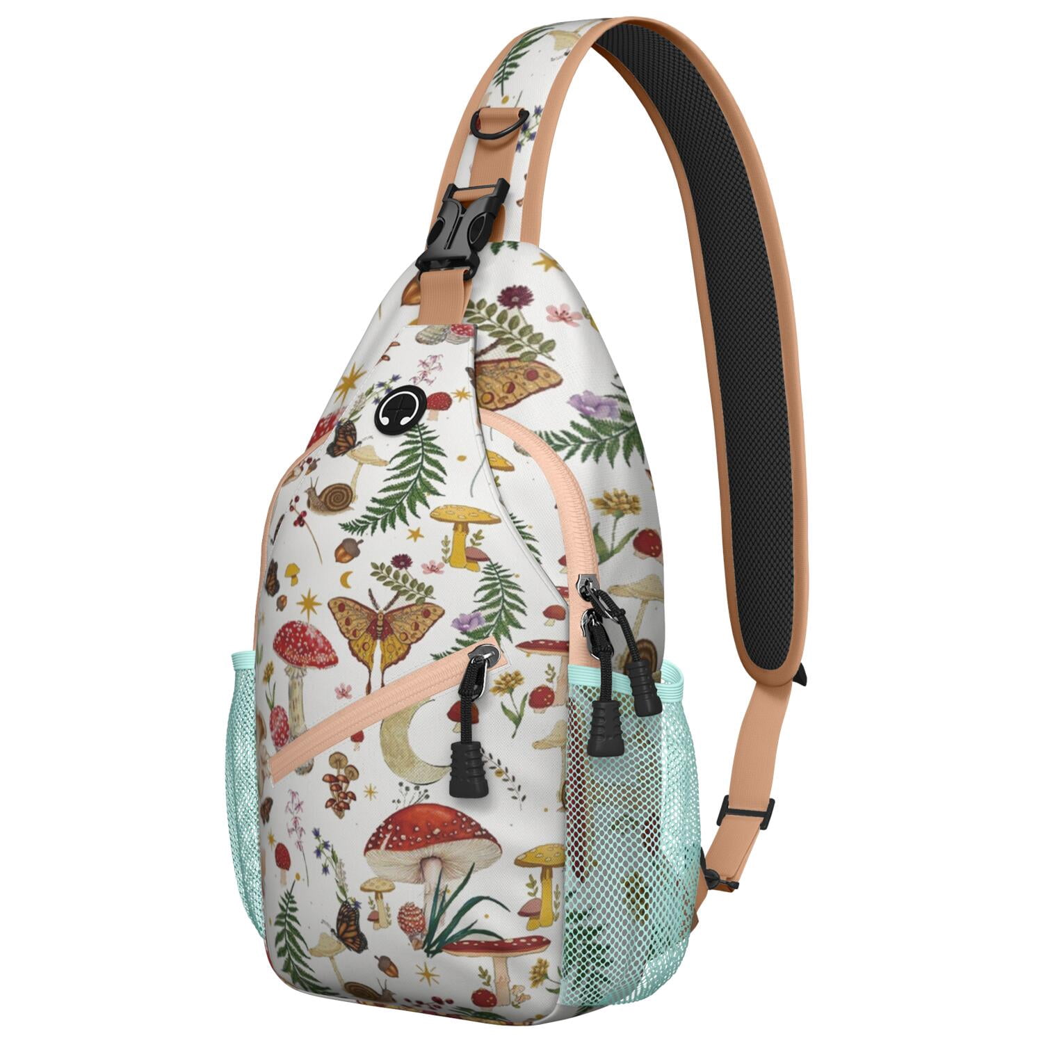 Colorful Weed Sling Bag for Men & Women - Durable Chest Bag with Secure Zippers for Biking & Urban Use - Hemp Leaf & Marijuana Leaf Aesthetic