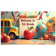 thumbnail image 1 of Colorful Welcome to 1st Grade Backdrop Banner, School Supplies Elements Decor, Party Background for First Grade Celebrations, Classroom Decorations, Photo Booth Props, Back - to - School Parties, 1 of 8