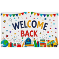 thumbnail image 1 of Colorful Welcome Back School Themed Banner with Star Cloud Pencil Globe Apple Bus and Backpack Elements for Classroom Decor School Events Party Backdrop Photography Props, 1 of 8