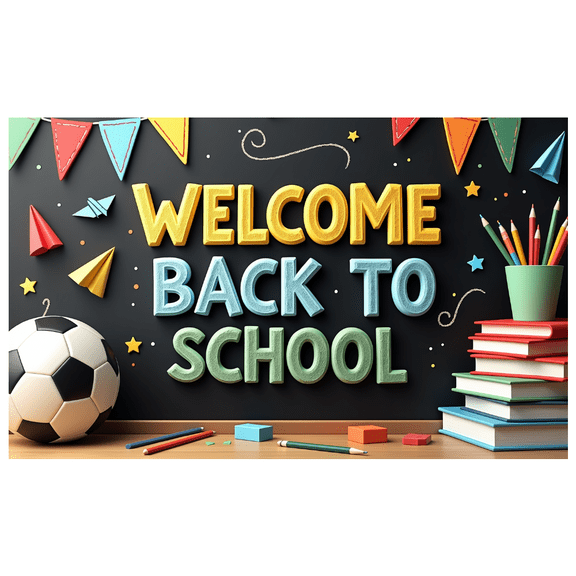 Colorful Welcome Back to School Banner Backdrop with School Supplies Elements Party Decorations for Classroom Decor School Events Photo Backdrop