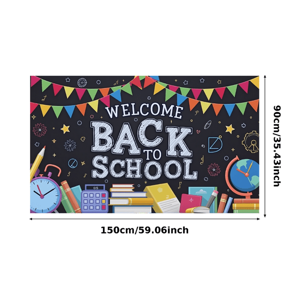 Colorful Welcome Banner Back to School Chalkboard Design Educational Supplies for Classroom Decor Kids Party School Event