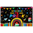 thumbnail image 1 of Colorful Welcome to Pre K Banner with Pencils Rainbows Stars and Books Backdrop Party Decorations for Preschool Openings Classroom Decorations School Events Photography Props, 1 of 7