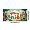 thumbnail image 1 of Colorful Welcome to Pre K Banner with School Bus Books Apples Alarm Clock Backdrop Decor for Preschool Opening Party Classroom Decorations Photography Props, 1 of 7