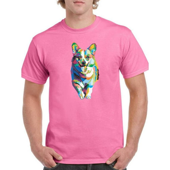 Colorful Welsh Corgi Sprinting T-Shirt Men -Image by Shutterstock, Male 5X-Large