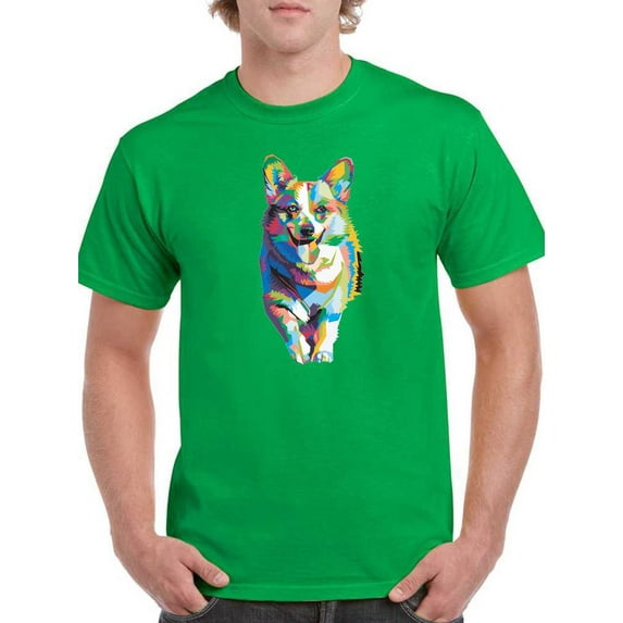 Colorful Welsh Corgi Sprinting T-Shirt Men -Image by Shutterstock, Male Medium