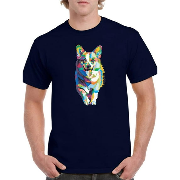 Colorful Welsh Corgi Sprinting T-Shirt Men -Image by Shutterstock, Male Medium