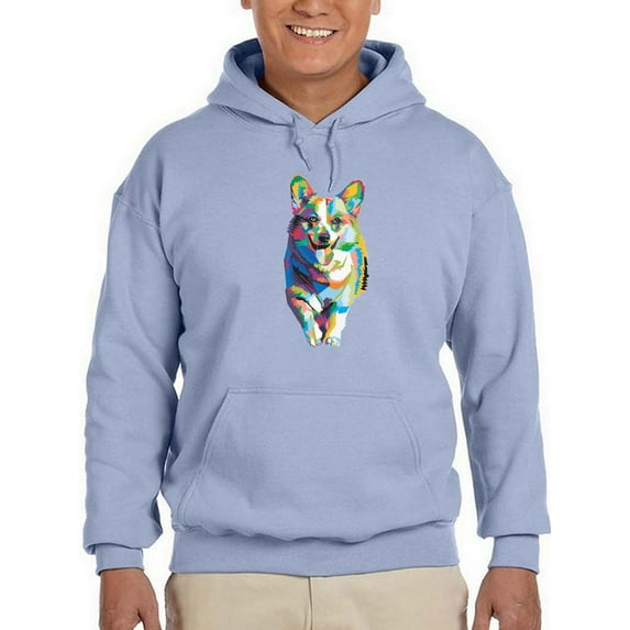 Colorful Welsh Corgi Walking Hoodie Men -Image by Shutterstock, Male 3X-Large