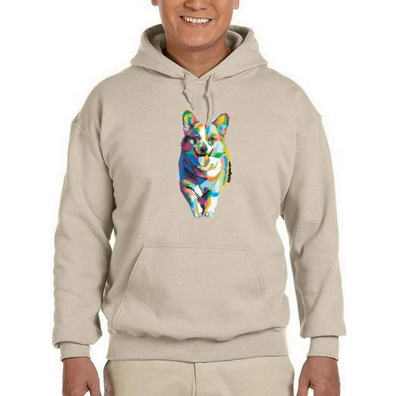 Colorful Welsh Corgi Walking Hoodie Men - Men Hoodie, 4XL