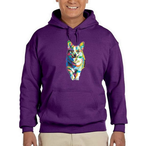 Colorful Welsh Corgi Walking Hoodie Men -Image by Shutterstock, Male Small