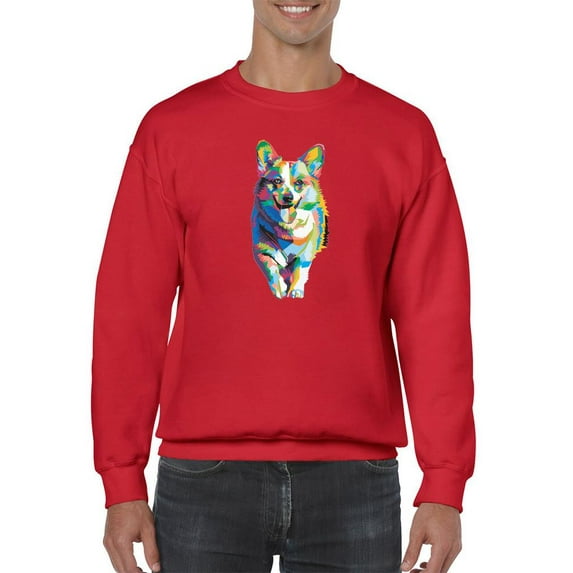 Colorful Welsh Corgi Walking Sweatshirt Men -Image by Shutterstock, Male 5X-Large
