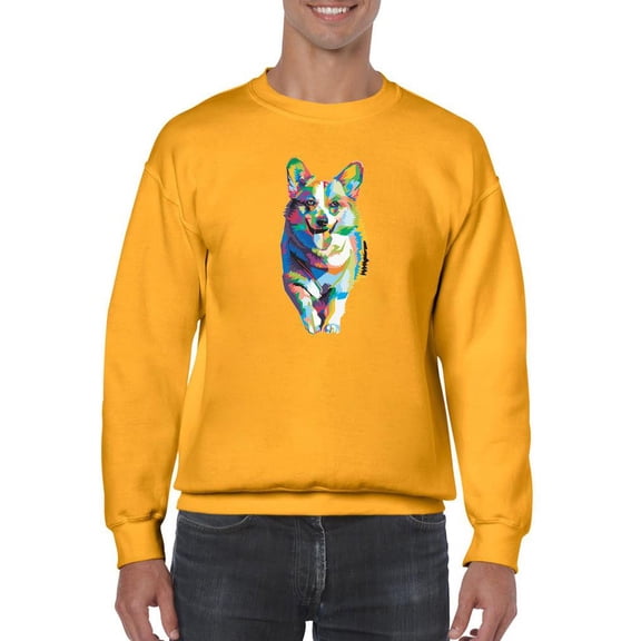 Colorful Welsh Corgi Walking Sweatshirt Men -Image by Shutterstock, Male Medium