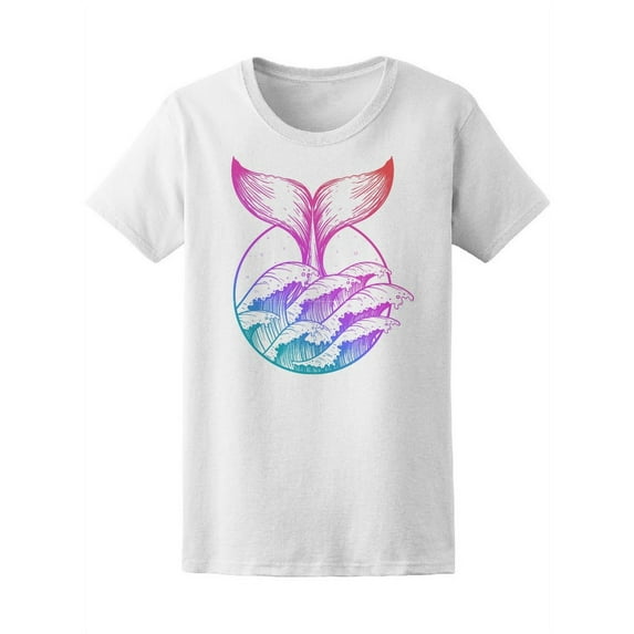 Colorful Whale Tail In Waves T-Shirt Women -Image by Shutterstock, Female x-Large